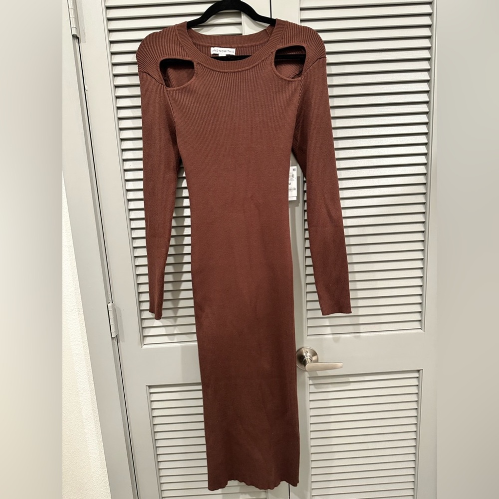 And Now This Midi Ribbed Dress - Brown